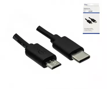 Kabel USB 3.1 typu C - micro B, czarny, DINIC box z otworem Euro, 0,50 m