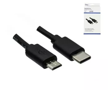 USB 3.1 kábel typu C – micro B, čierny, DINIC Box s euro otvorom, 1 m