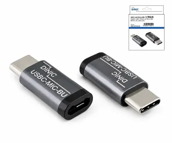 Адаптер, USB C щепсел към micro USB гнездо, алуминий, космическо сиво, DINIC кутия с евроотвор