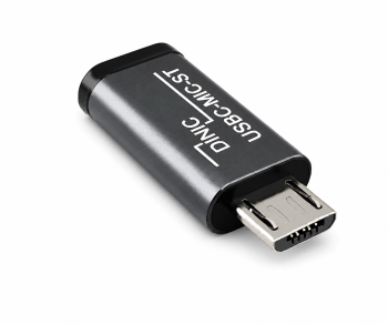Conjunto, adaptador USB C macho para micro fêmea + C fêmea para micro macho 2x USB, alumínio, cinzento espacial, caixa DINIC com orifício europeu