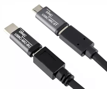 Set, USB C male to micro female + C female to micro male 2x USB adapter, aluminium, space grey, DINIC box with Euro hole