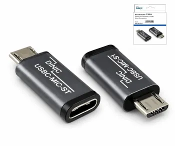 Адаптер, микро щепсел към USB C гнездо, алуминиева кутия, космическо сиво, DINIC Box