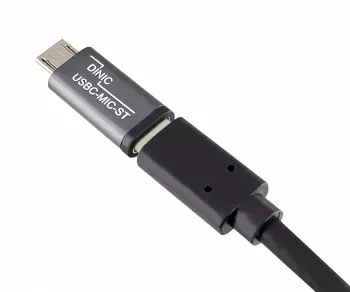 Adapter, micro plug to USB C socket, aluminium box, space grey, DINIC Box