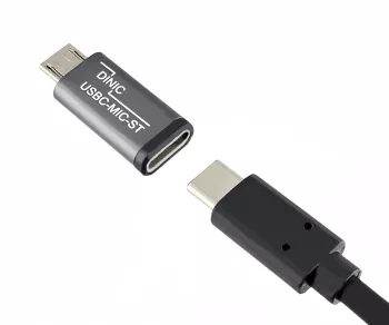 Adapter, micro plug to USB C socket, aluminium box, space grey, DINIC Box