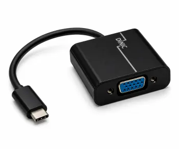 Adaptor USB 3.1 tip C plug / mufă VGA negru, cutie DINIC cu gaură Euro