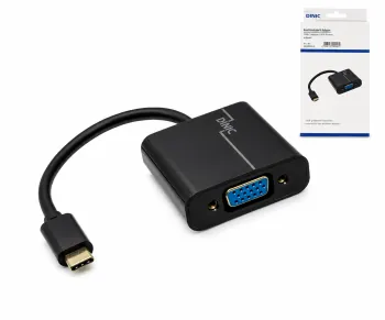 Adaptor USB 3.1 tip C plug / mufă VGA negru, cutie DINIC cu gaură Euro