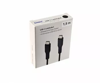 30x USB C vers C câble de charge, noir, en présentoir de comptoir DINIC, 1,50m