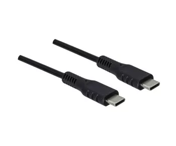 DINIC USB type C to C charging cable, 2x USB type C plug, 60W, 3A, OD: 3.5mm, black, DINIC box with Euro hole, 1.5m