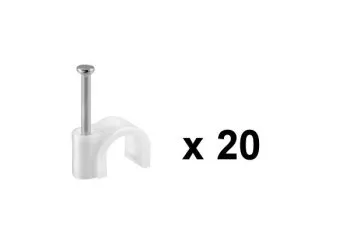Cable clamp white, max. cable diameter: 6.0 mm, nail: 1.85 x 16 mm, quantity: 20 pcs.