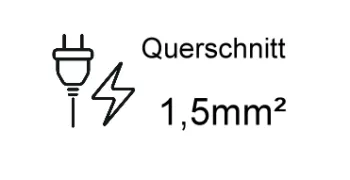 Verkkokaapeli, jossa on erittäin suuri poikkileikkaus 1,5 mm², CEE 7/7 90° C13:een, VDE-sertifioitu, musta, 1,80 m.