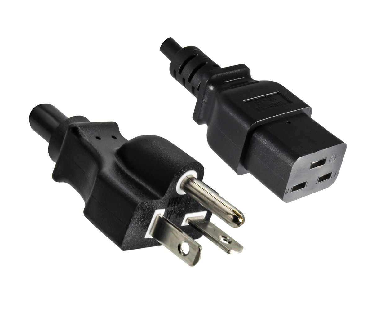 MAG-Kabel - DINIC Netzkabel/Stromkabel Typ NEMA 6-20P auf C19, Schwarz,  1,8m, AWG 12, UL/CSA