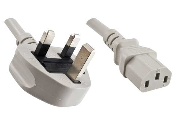 MAG Kabel - Power cord England UK type G 10A to C13, 1,5mm², Zul.:  ASTA/SASO/HK u. Singapore SM, grey, length 2,50m