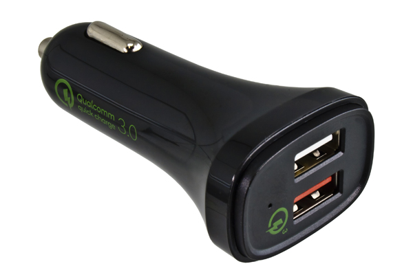 MAG-Kabel - USB KFZ QC3 Ladeadapter + USB C auf A Kabel, 1m Ausg. 1: 5V  2,4A; Ausg. 2: 5V/3A, 9V/2A, 12V/1,5A