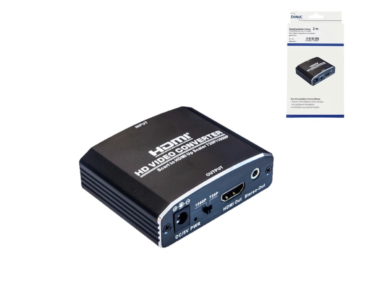 MAG Kabel - SCART-HDMI Adapter, Video and Audio analog to HDMI up to  1080p@60Hz, DINIC Box