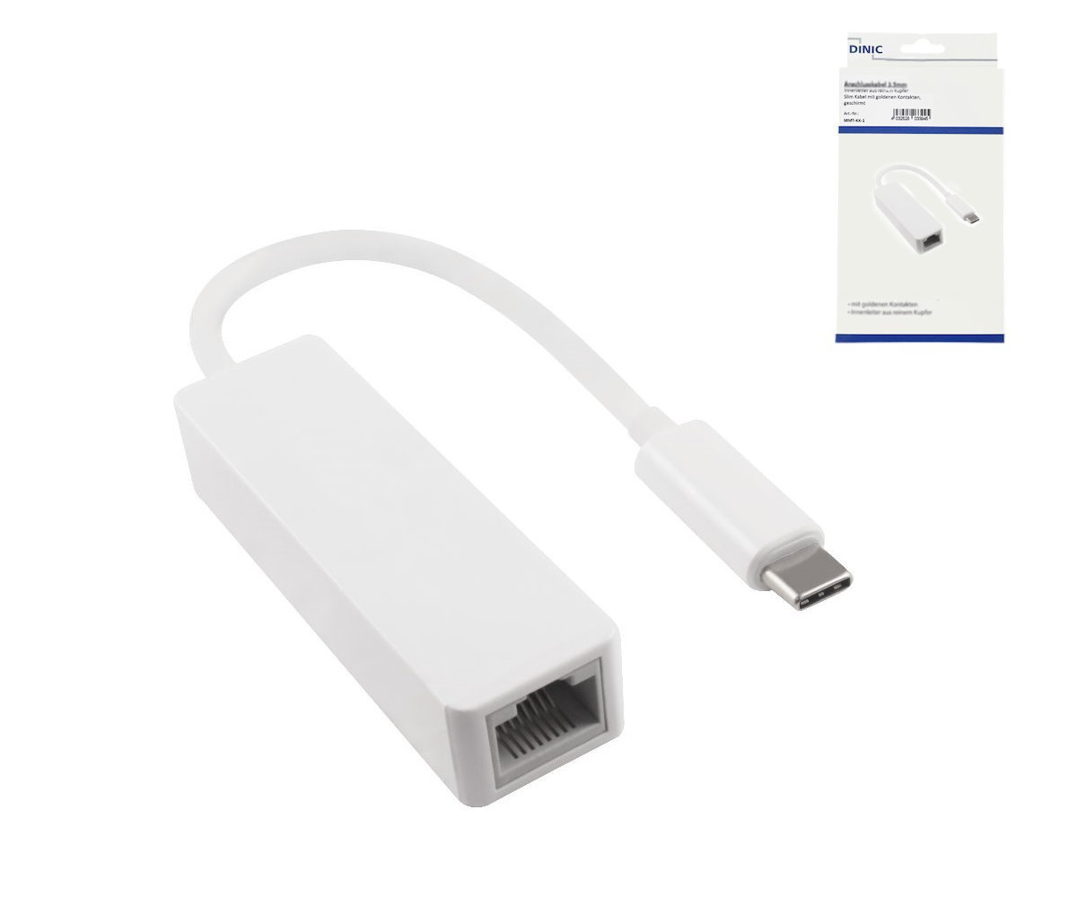 MAG-Kabel - Adapter USB C Stecker / RJ45 Gbit LAN, weiß, Box 10/100/1000  Mbps mit Auto-Erkennung, 0,2m