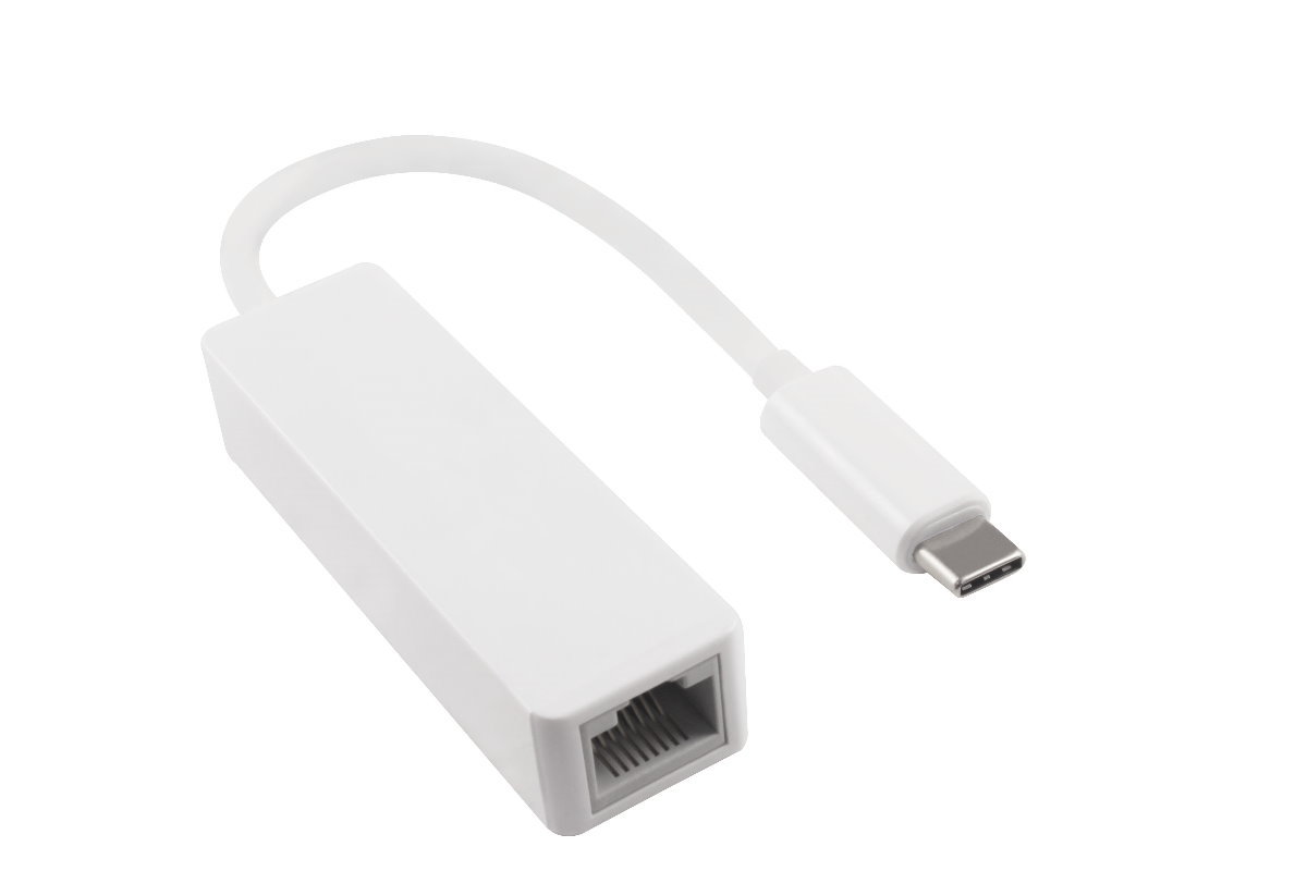 MAG-Kabel - Adapter USB C Stecker/RJ45 Gbit LAN Buchse, 0,2m 10/100/1000  Mbps mit Auto-Erkennung, weiß