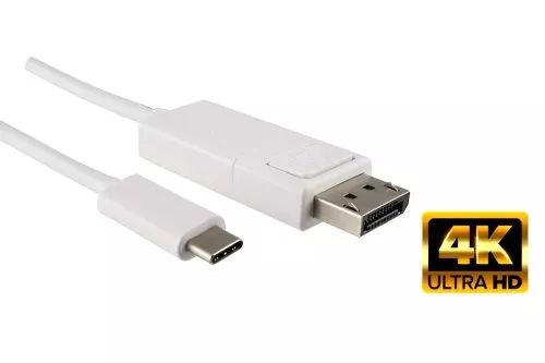 Kabel USB 3.1 z vtičem tipa C in vtičem DisplayPort, 4K*2K@60Hz, bel, dolžine 2,00 m, DINIC, blister