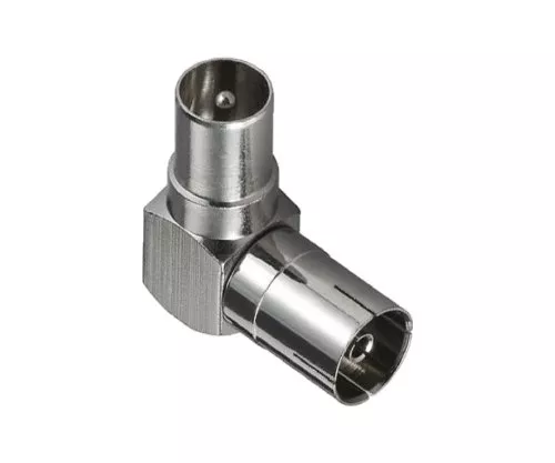 DINIC coaxial angle adapter 90°, metal housing coaxial plug to coaxial coupling