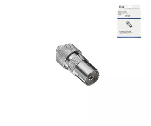 Coaxial coupling 9,5mm with screw connection, metal version for coaxial cable 4,5-7,5mm, DINIC Box