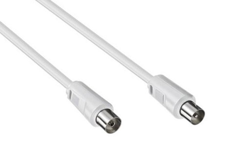 Koaksialni antenski kabel od vtiča do vtičnice, bele barve, polivinilasta vrečka DINIC, dolžina 1,50 m