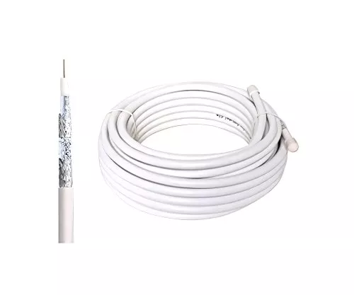 Câble de pose coaxial TV / SAT, 120dB, classe A++, blindage quadruple, en rouleau, blanc, longueur 25,00m
