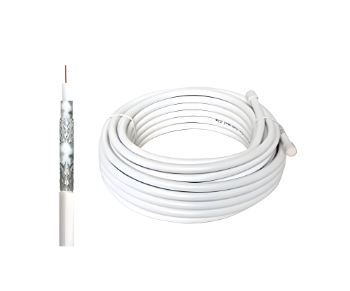 Coaxial TV / SAT installation cable, 120dB, class A++, 4-fold shielded, on roll, white, length 25.00m