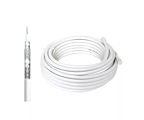 Koaxiální TV/SAT instalační kabel, 120 dB, třída A++, 4násobně stíněný, v roli, bílý, délka 25,00 m