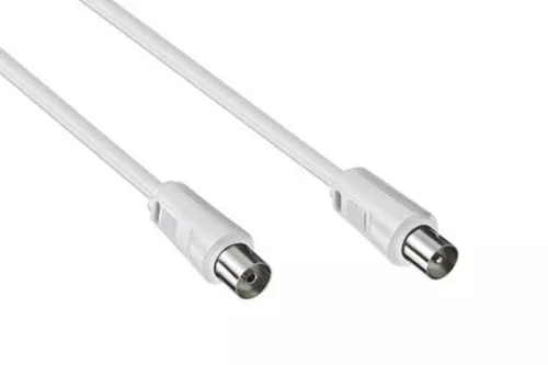 Coaxial antenna cable male to female, white, length 2.50m, polybag