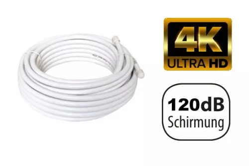 Cablu coaxial de instalare TV / SAT, 120dB, clasa A++, ecranat de 4 ori, pe rolă, lungime 50.00m