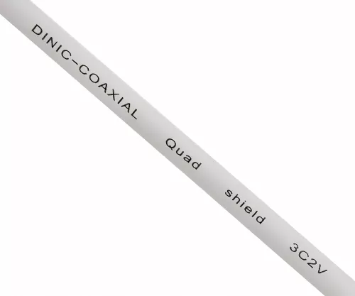 Coaxial antenna cable, shielding 120dB, gold-plated, quadruple shielded, white, DINIC box with Euro hole, length 2.50m