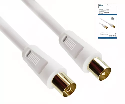 Coaxial antenna cable, shielding 120dB, gold-plated, quadruple shielded, white, DINIC box with Euro hole, length 3.50m Coaxial antenna cable, shielding 120dB, gold-plated, quadruple shielded, white, DINIC box with Euro hole, length 3.50m