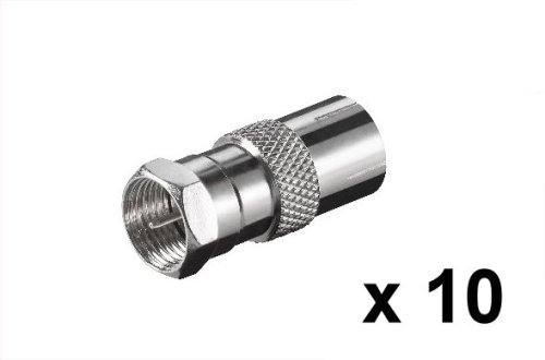 Adapter F plug to coax coupling (IEC), quantity: 10 pieces, DINIC polybag