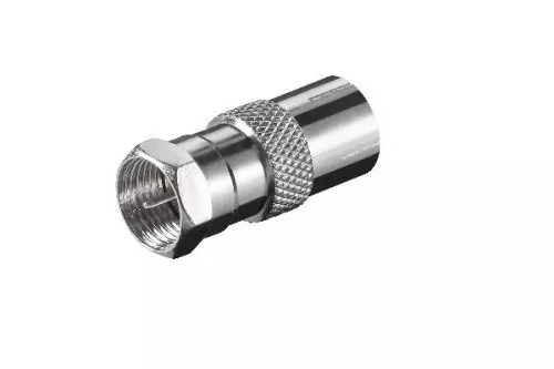 Adapter F plug to coax coupling, SAT plug to ANT coupling, full metal, DINIC box with Euro hole,
