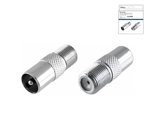 Adapter IEC pistik F-pistikupesale, ANT-pistik SAT-pistikupesale, täismetallist, DINIC-karp koos Euro-auguga