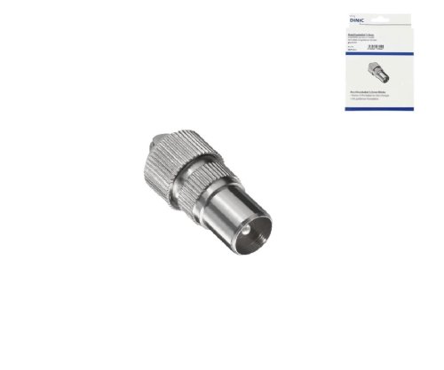 Koaxiální zástrčka 9,5 mm se šroubovým připojením, kovové provedení pro koaxiální kabel 4,5 - 7,5 mm, krabička DINIC s eurootvorem