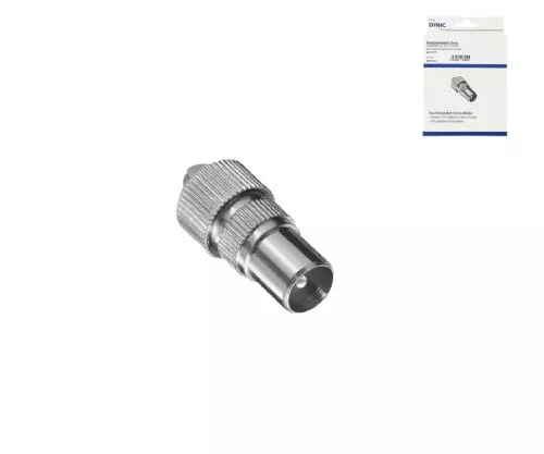 Ficha coaxial 9,5 mm com ligação de parafuso, versão metálica para cabo coaxial 4,5 - 7,5 mm, caixa DINIC