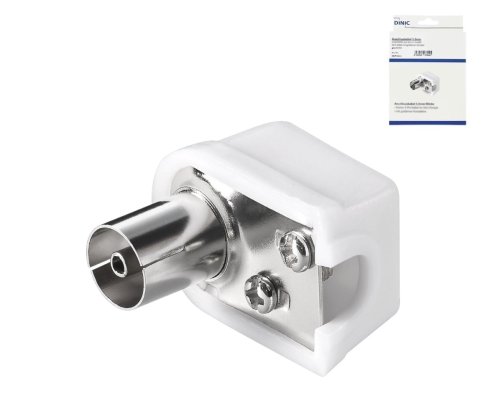 DINIC coaxial elbow coupling plastic (slim), screw fastening, connection to coaxial cable, DINIC box with Euro hole