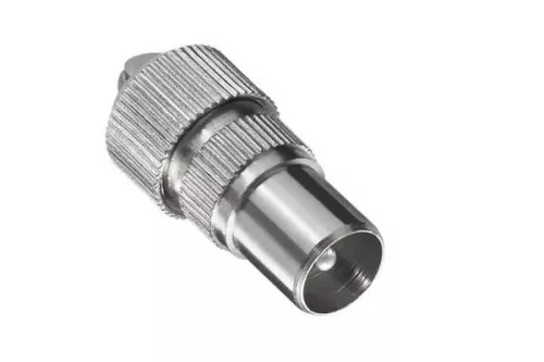 DINIC Koaxial Stecker 9,5mm, mit Schraubanschluss, Metallausführung, für Koaxialkabel 4,5 - 7,5mm, DINIC Blister