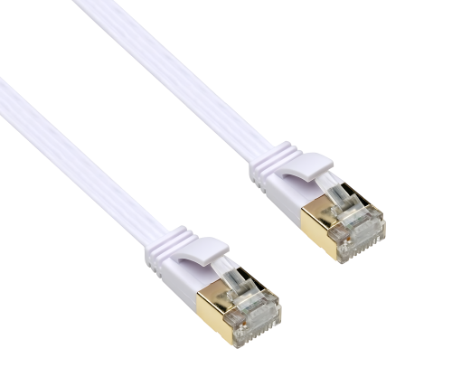 Patch cable Cat.6, flat, PiMF/STP, white, DINIC box with Euro hole, length 1m