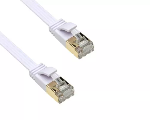 Patch cable Cat.6, flat, PiMF/STP, 1m, white, DINIC Box