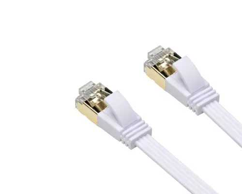 Patch cable Cat.6, flat, PiMF/STP, 1m, white, DINIC Box