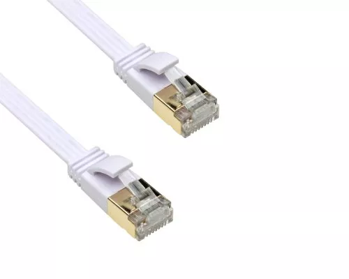 Patch cord Cat.6, flat, PiMF/STP, white, 1m DINIC Polybag