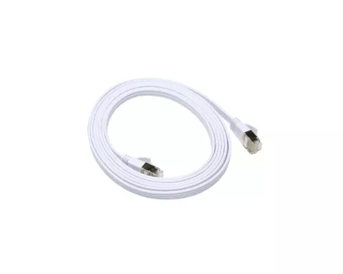 Patch cord Cat.6, flat, PiMF/STP, white, 1m DINIC Polybag