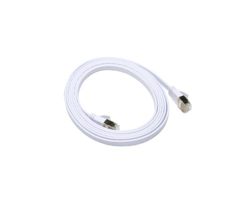 Câble patch Cat.6, plat, PiMF/STP, blanc, DINIC blister, longueur 2m