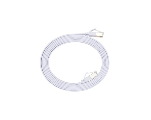 Patch cord Cat.6, flat, PiMF/STP, white, 3m DINIC Polybag