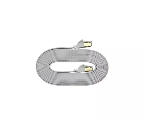 Cable de conexión Cat.6, plano, PiMF/STP, blanco, 1m