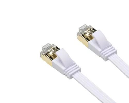 Cable de conexión Cat.6, plano, PiMF/STP, blanco, 2m DINIC Polybag