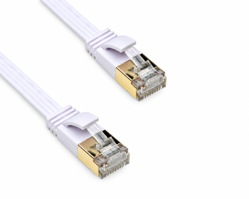 Patchkabel Cat.6, flach, PiMF/STP, weiß, DINIC Blister, Länge 2m