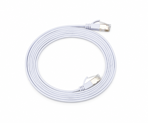 Patchkabel Cat.6, flach, PiMF/STP, weiß, DINIC Blister, Länge 2m