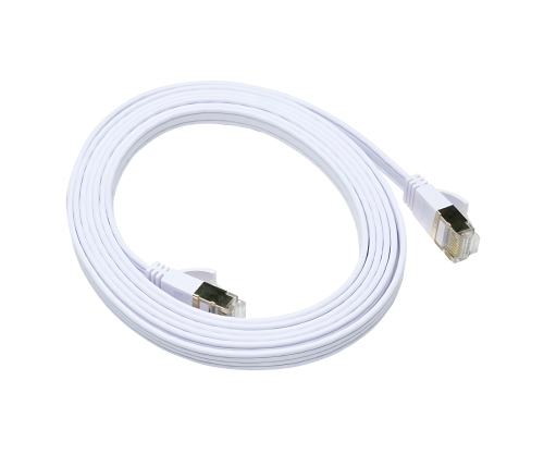 Patch cable Cat.6, flat, PiMF/STP, white, DINIC box with Euro hole, length 5m